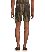 Murano Crocodile World Collection Open Weave Stripe 5.5#double; Inseam Shorts