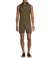 Murano Crocodile World Collection Open Weave Stripe 5.5#double; Inseam Shorts