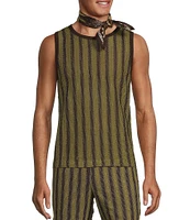 Murano Crocodile World Collection Open Weave Stripe Sleeveless Tank