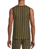 Murano Crocodile World Collection Open Weave Stripe Sleeveless Tank