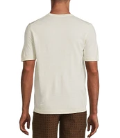Murano Crocodile World Collection Pointelle Crocodile Short Sleeve Crew Neck Sweater