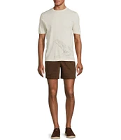 Murano Crocodile World Collection Pointelle Crocodile Short Sleeve Crew Neck Sweater