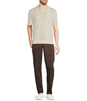 Murano Crocodile World Collection Pointelle Johnny Collar Short Sleeve Sweater Knit Shirt
