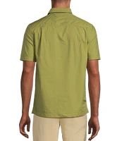 Murano Crocodile World Collection Slim Fit Applique Pocket Short Sleeve Woven Camp Shirt