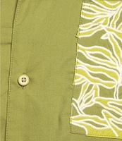 Murano Crocodile World Collection Slim Fit Applique Pocket Short Sleeve Woven Camp Shirt