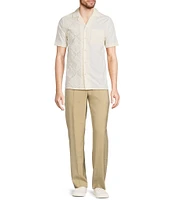 Murano Crocodile World Collection Slim Fit Contrast Eyelet Short Sleeve Woven Camp Shirt