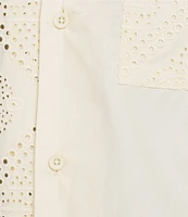 Murano Crocodile World Collection Slim Fit Contrast Eyelet Short Sleeve Woven Camp Shirt