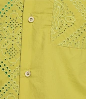 Murano Crocodile World Collection Slim Fit Contrast Eyelet Short Sleeve Woven Camp Shirt
