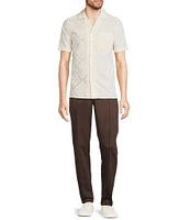 Murano Crocodile World Collection Slim Fit Contrast Eyelet Short Sleeve Woven Camp Shirt