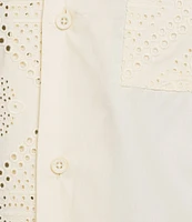 Murano Crocodile World Collection Slim Fit Contrast Eyelet Short Sleeve Woven Camp Shirt