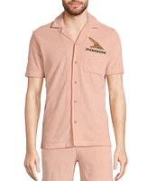 Murano Crocodile World Collection Slim Fit Embroidered Crocodile Pocket Short Sleeve Woven Shirt