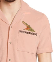 Murano Crocodile World Collection Slim Fit Embroidered Crocodile Pocket Short Sleeve Woven Shirt