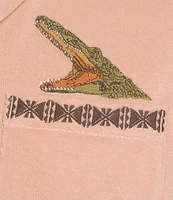 Murano Crocodile World Collection Slim Fit Embroidered Crocodile Pocket Short Sleeve Woven Shirt