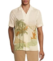 Murano Crocodile World Collection Slim Fit Outback Scene Print Short Sleeve Woven Camp Shirt
