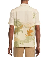 Murano Crocodile World Collection Slim Fit Outback Scene Print Short Sleeve Woven Camp Shirt