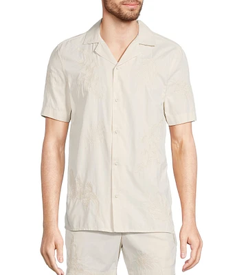 Murano Crocodile World Collection Slim Fit Place Print Embroidered Short Sleeve Woven Camp Shirt