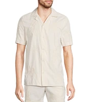 Murano Crocodile World Collection Slim Fit Place Print Embroidered Short Sleeve Woven Camp Shirt
