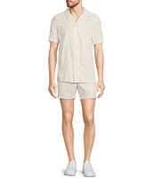 Murano Crocodile World Collection Slim Fit Place Print Embroidered Short Sleeve Woven Camp Shirt