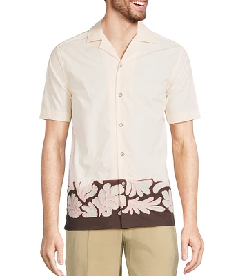 Murano Crocodile World Collection Slim Fit Placed Embroidery Short Sleeve Woven Camp Shirt