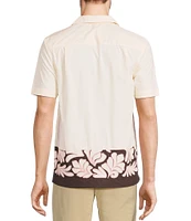Murano Crocodile World Collection Slim Fit Placed Embroidery Short Sleeve Woven Camp Shirt