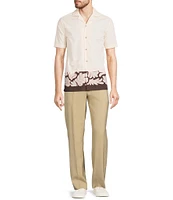 Murano Crocodile World Collection Slim Fit Placed Embroidery Short Sleeve Woven Camp Shirt