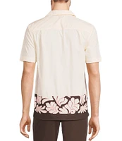 Murano Crocodile World Collection Slim Fit Placed Embroidery Short Sleeve Woven Camp Shirt
