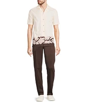Murano Crocodile World Collection Slim Fit Placed Embroidery Short Sleeve Woven Camp Shirt