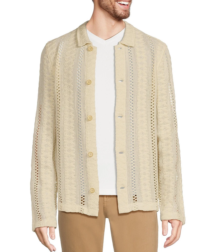 Murano Crocodile World Collection Slim Fit Pointelle Shirt Jacket