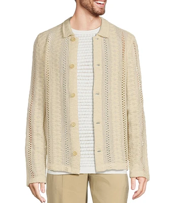 Murano Crocodile World Collection Slim Fit Pointelle Shirt Jacket