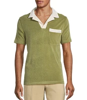 Murano Crocodile World Collection Slim Fit Terry Popover Johnny Collar Knit Polo Shirt