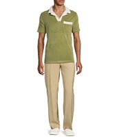 Murano Crocodile World Collection Slim Fit Terry Popover Johnny Collar Knit Polo Shirt