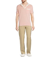 Murano Crocodile World Collection Slim Fit Terry Popover Johnny Collar Knit Polo Shirt