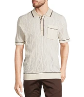 Murano Crocodile World Collection Textured Short Sleeve Tipped Polo Shirt