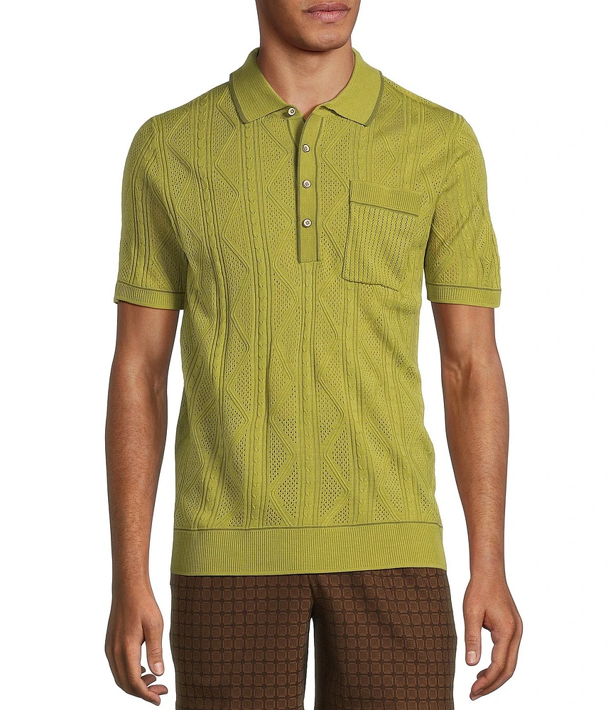 Murano Crocodile World Collection Textured Short Sleeve Tipped Polo Shirt