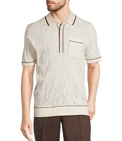 Murano Crocodile World Collection Textured Short Sleeve Tipped Polo Shirt