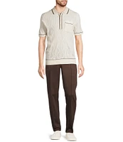 Murano Crocodile World Collection Textured Short Sleeve Tipped Polo Shirt