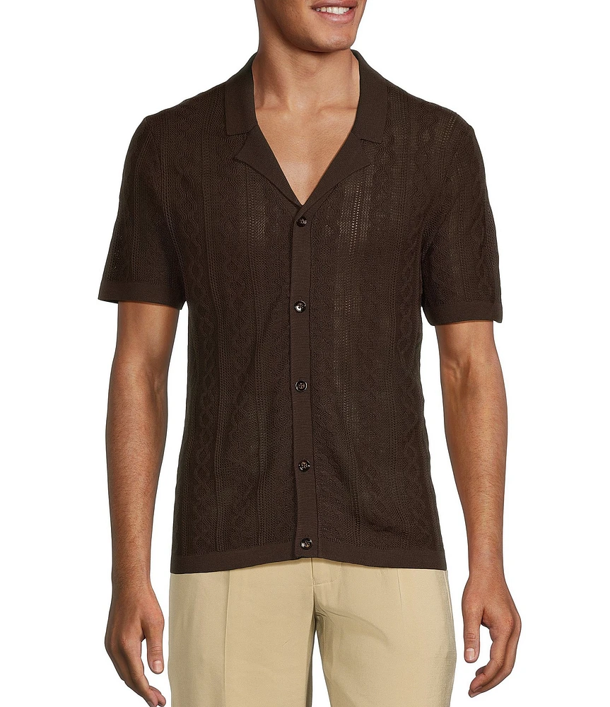 Murano Crocodile World Collection Textured Short Sleeve Woven Camp Shirt