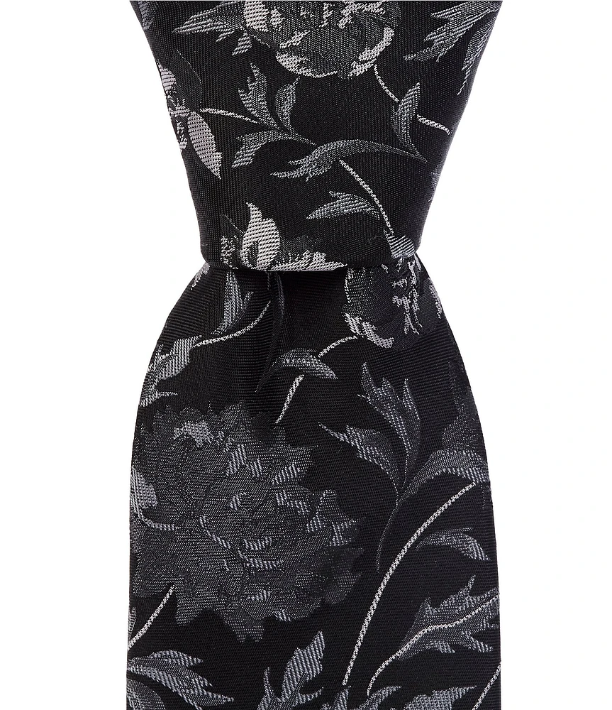 Murano Elegant Floral-Print 2 3/4#double; Silk-Blend Tie