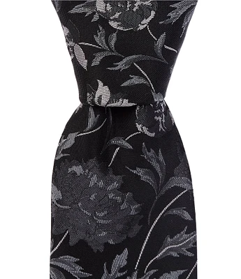 Murano Elegant Floral-Print 2 3/4#double; Silk-Blend Tie