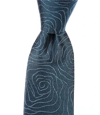 Murano Fine Lines Abstract Print 2 3/4#double; Woven Silk Tie