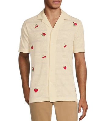 Murano From The Garden Slim Fit Embroidered Short Sleeve Woven Camp Shirt