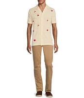 Murano From The Garden Slim Fit Embroidered Short Sleeve Woven Camp Shirt