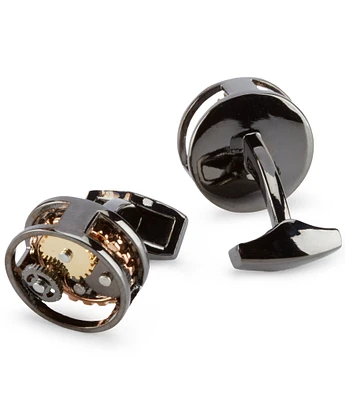 Murano Gunmetal Gear Cuff Links