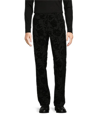 Murano Inflorescence Collection Alex Slim Fit Floral Flocked Suit Separate Dress Pants