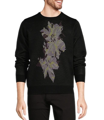 Murano Inflorescence Collection Jacquard Textured Crew Neck Sweater