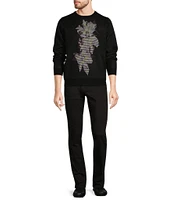 Murano Inflorescence Collection Jacquard Textured Crew Neck Sweater