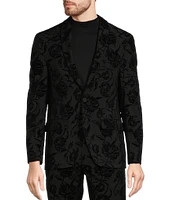 Murano Inflorescence Collection Slim Fit Flocked Floral Suit Separates Shawl Collar Blazer