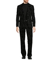 Murano Inflorescence Collection Slim Fit Flocked Floral Suit Separates Shawl Collar Blazer