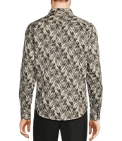 Murano Inflorescence Collection Slim Fit Herringbone Long Sleeve Woven Shirt