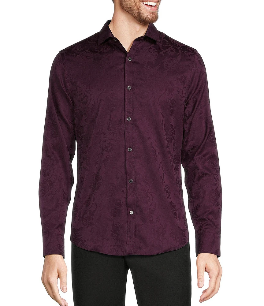 Murano Inflorescence Collection Slim Fit Jacquard Long Sleeve Woven Shirt